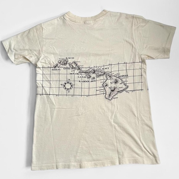 Mens Chart of the Hawaiian Isles Vintage Single Stitch Tee Shirt Cream - Picture 5 of 5